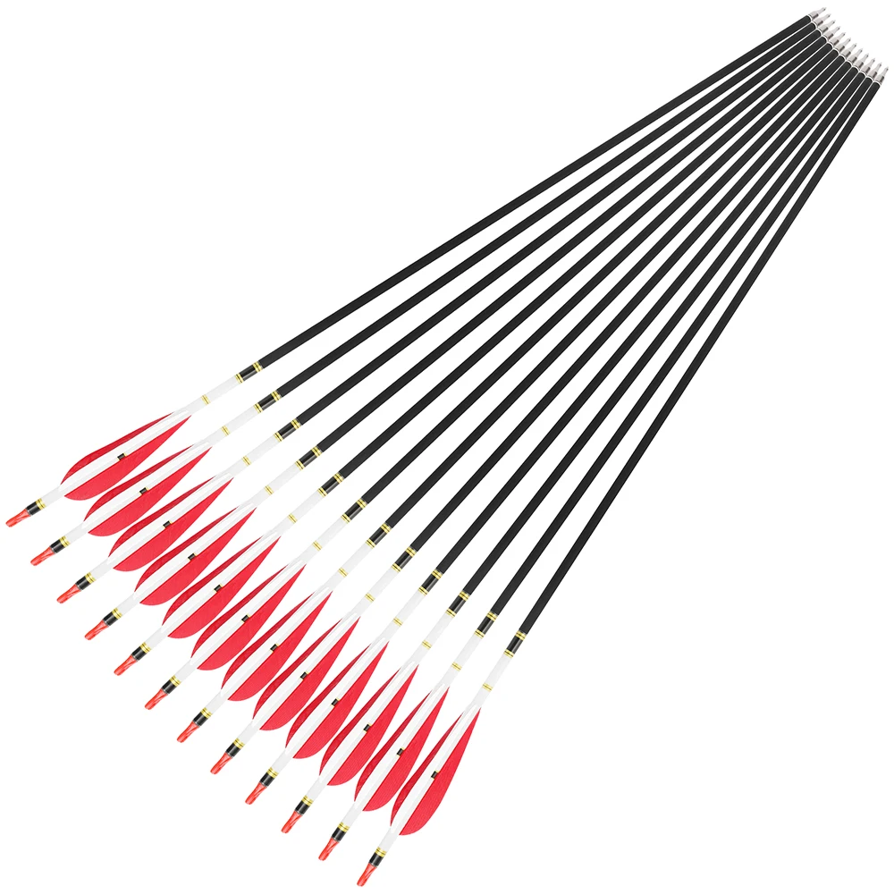 6/12 قطعة سهم كربون مختلط الرماية 100 جرام رأس السهم Spine500 4/5 بوصة قطرة الماء تركيا السهم ريشة قوس الرماية الصيد الرماية