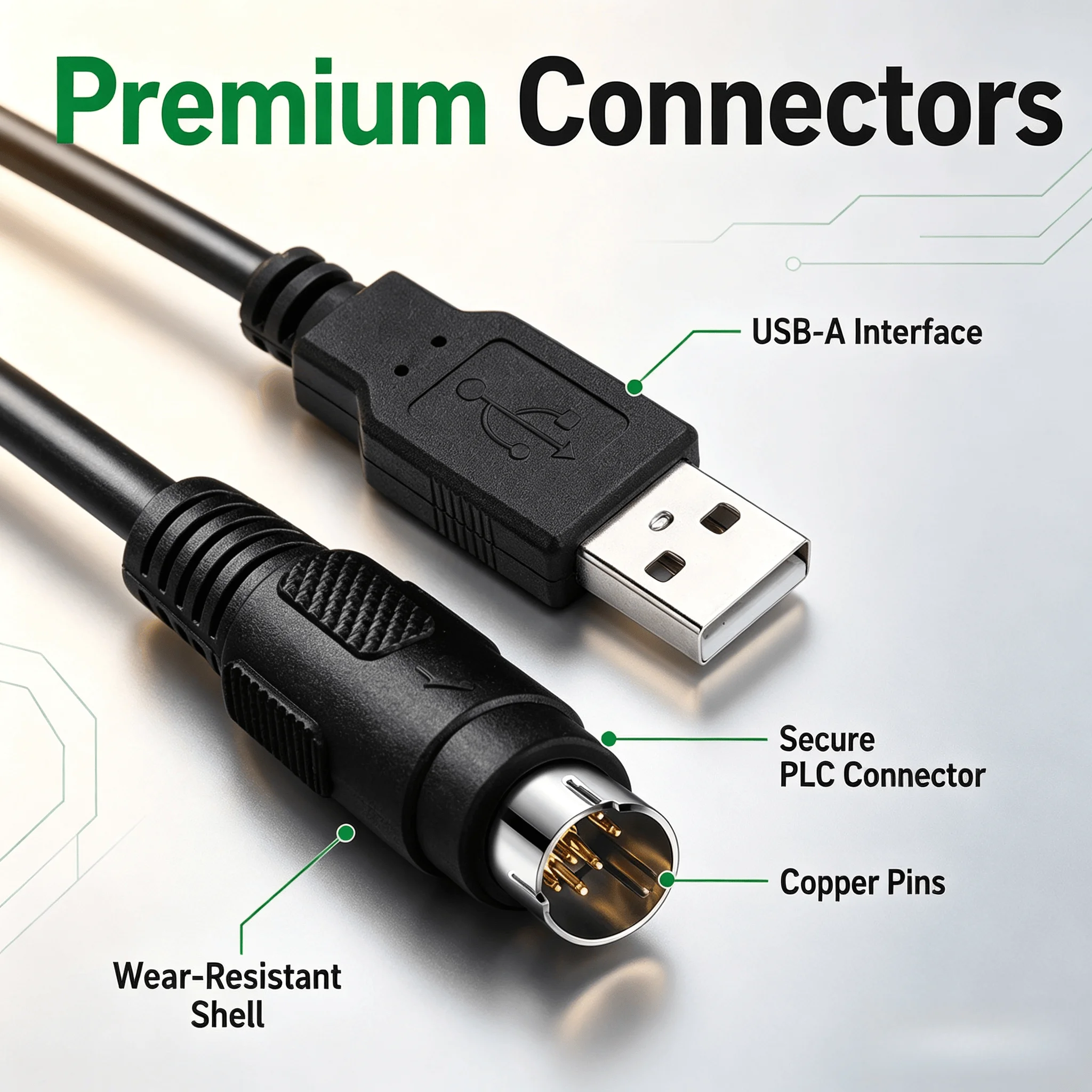 FX-USB-AW PLC Programming Cable for Mitsubishi FX3U FX3G FX3UC 3GA 3SA, USB Download Communication Cord, 5V, 3M