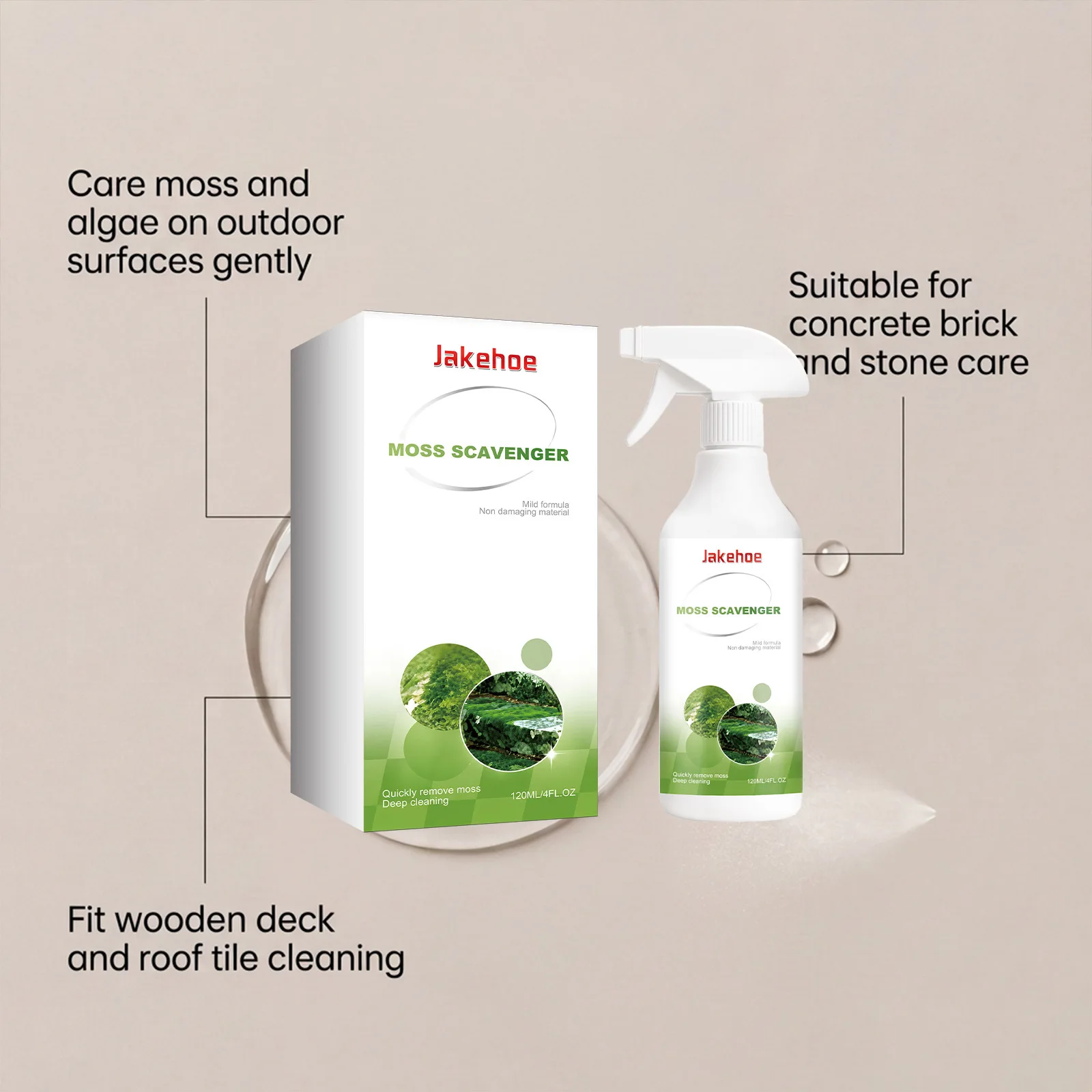 Powerful Moss Remover Deep Penetrating Algae for Concrete Driveways Patio Roofs Walkways No Rinse Formula