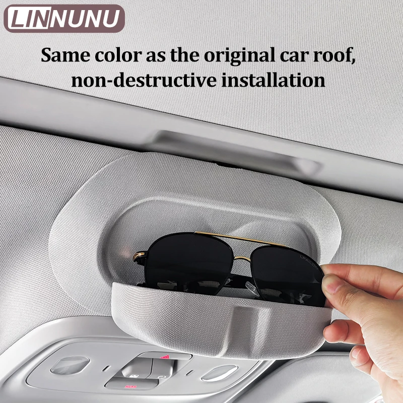 LINNUNU For Leapmotor C10 Glasses Spectacles Holder Box Case Car Interior Sunroof ABS Glasses Case Sunglasses Clip Organizer