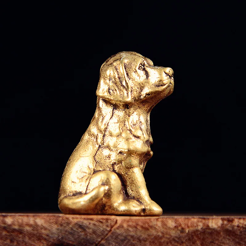 Antique Copper Ornament Wealth-Enhancing Brass Dog Personalized Retro Solid Zodiac Dog Ornament Tea