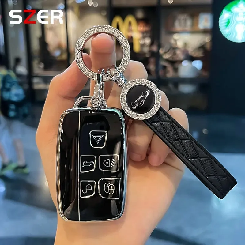 Fashion TPU Car Key Case Cover For Land Rover Range Rover Sport Discovery 3 4 Elander 2 Evoque Accessories Holder Shell Keychain