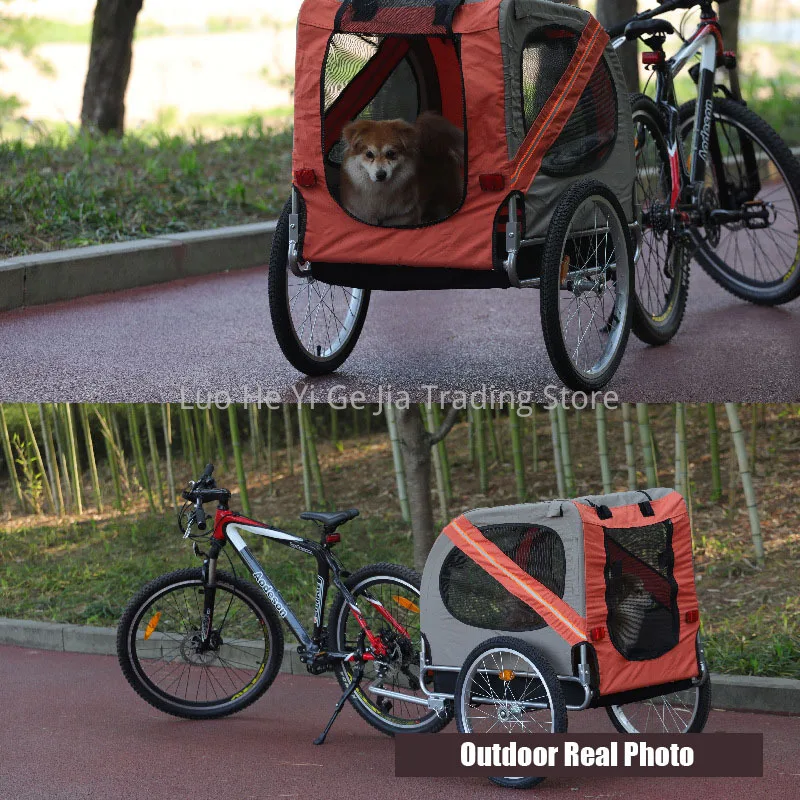 20 Inch Pet Bike Trailer, Alu Rim Rubber Tyre Wheels And Steel Frame Bicycle Cart Dog Carrier