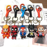 Miniso New Cartoon Anime Spider Man Iron Man Creative Keychain Couple Backpack Pendant Car Key Decoration Party Holiday Gift