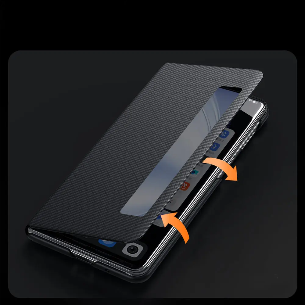 Magnetic 600D Aramid Fiber Pattern Leather Flip Case For Vivo X Fold5 Window View Cover