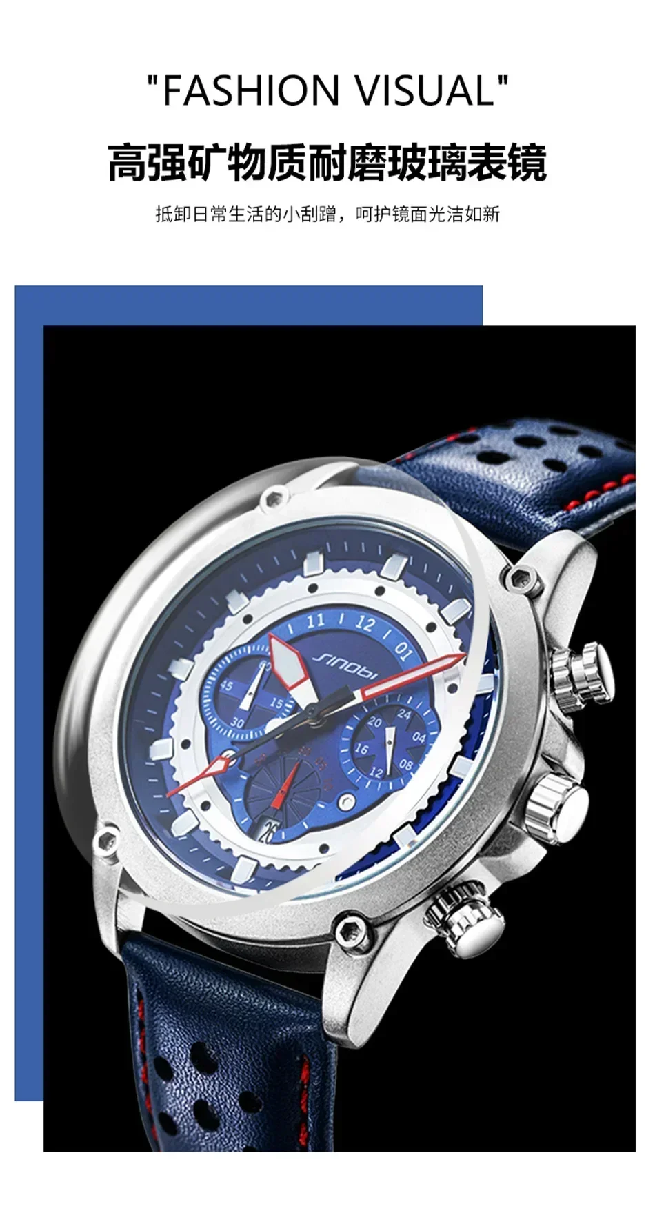 ساعة NEWMens للرجال متعددة الوظائف صغيرة بثلاثة دبابيس مقاومة للماء كوارتز مضيئة مع تقويم 9864