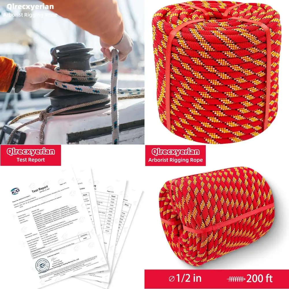 

Красная веревка для альпинизма и такелажных работ, 1/2 дюйма, грузоподъемность 200 тонн, для активного отдыха и парусного спорта