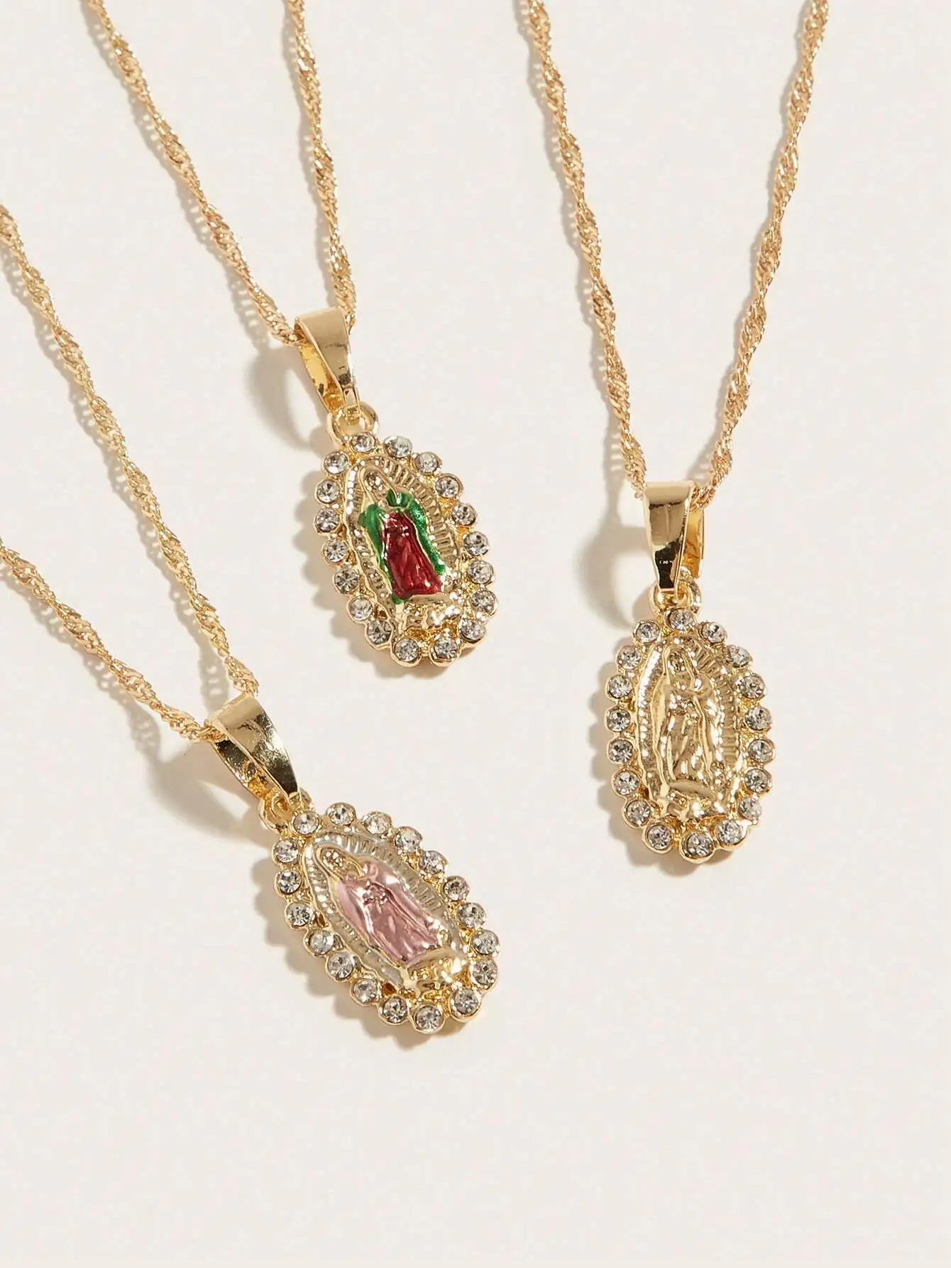 

Women's Virgin Mary Pendant Necklace with Crystal Accents, Gold Tone Chain