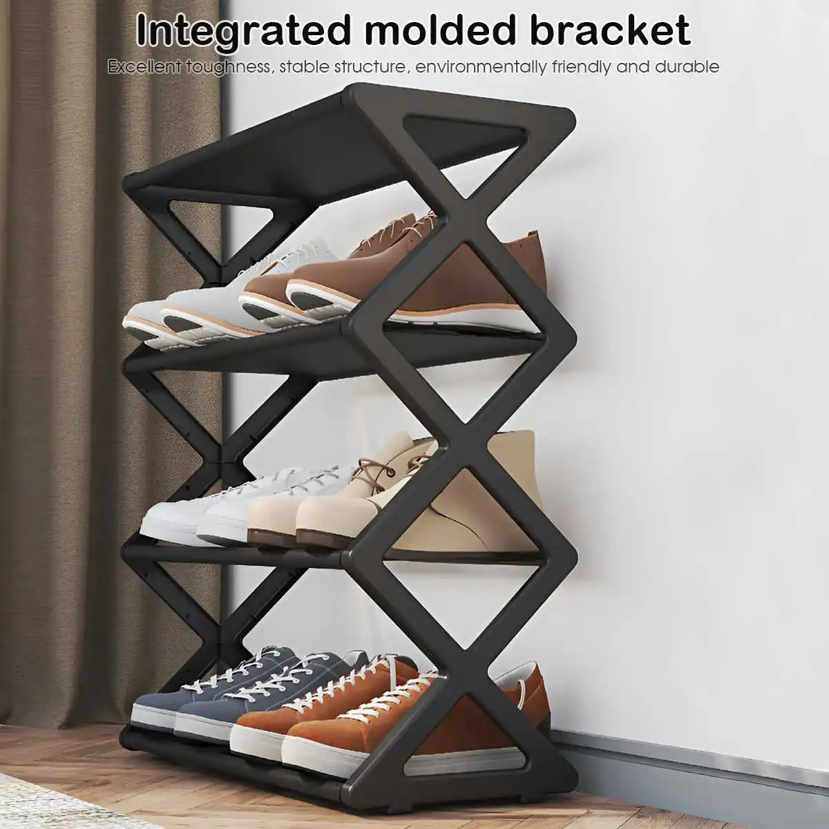 Beliebtes 4-stöckiges X-förmiges Schuhregal, Multifunktionales Staubgeschütztes Aufbewahrungsregal für Eingangsbereiche, Flure und Schlafzimmer – Detail 4