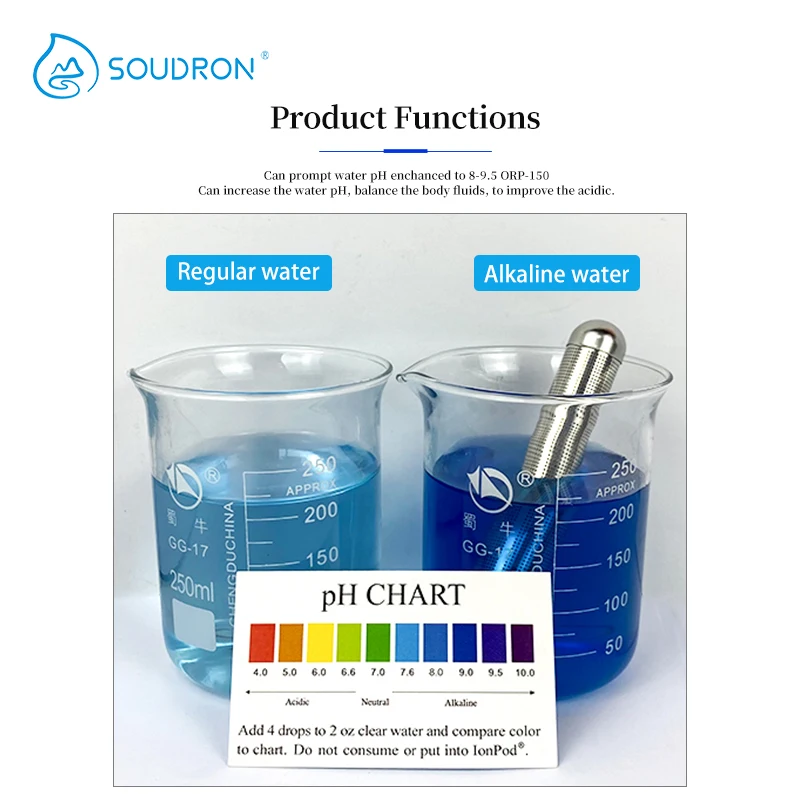 SOUDRON BPA free Hydrogen alkaline ionizer water stick PH 9 energy water