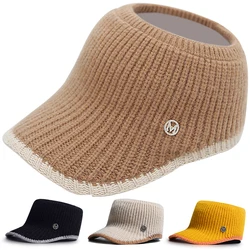 Knitted Wool Empty Top Cap Women Autumn Winter Outdoor Warm Hollow Baseball Hat Ponytail Hats Blank Peaked Caps Thick Warm Cap