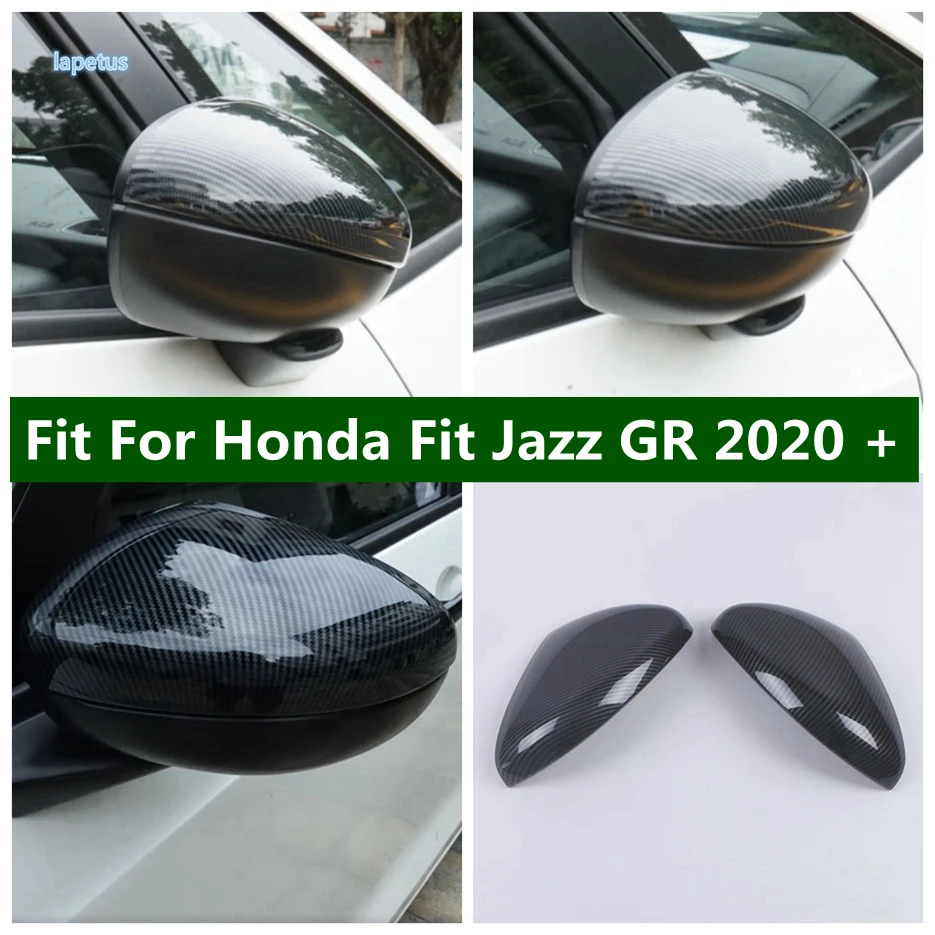 

Door Side Wing Rearview Mirror Case Decor Cap Cover Trim For Honda Fit Jazz GR 2020 - 2022 Chrome Carbon Fiber Car Accessories