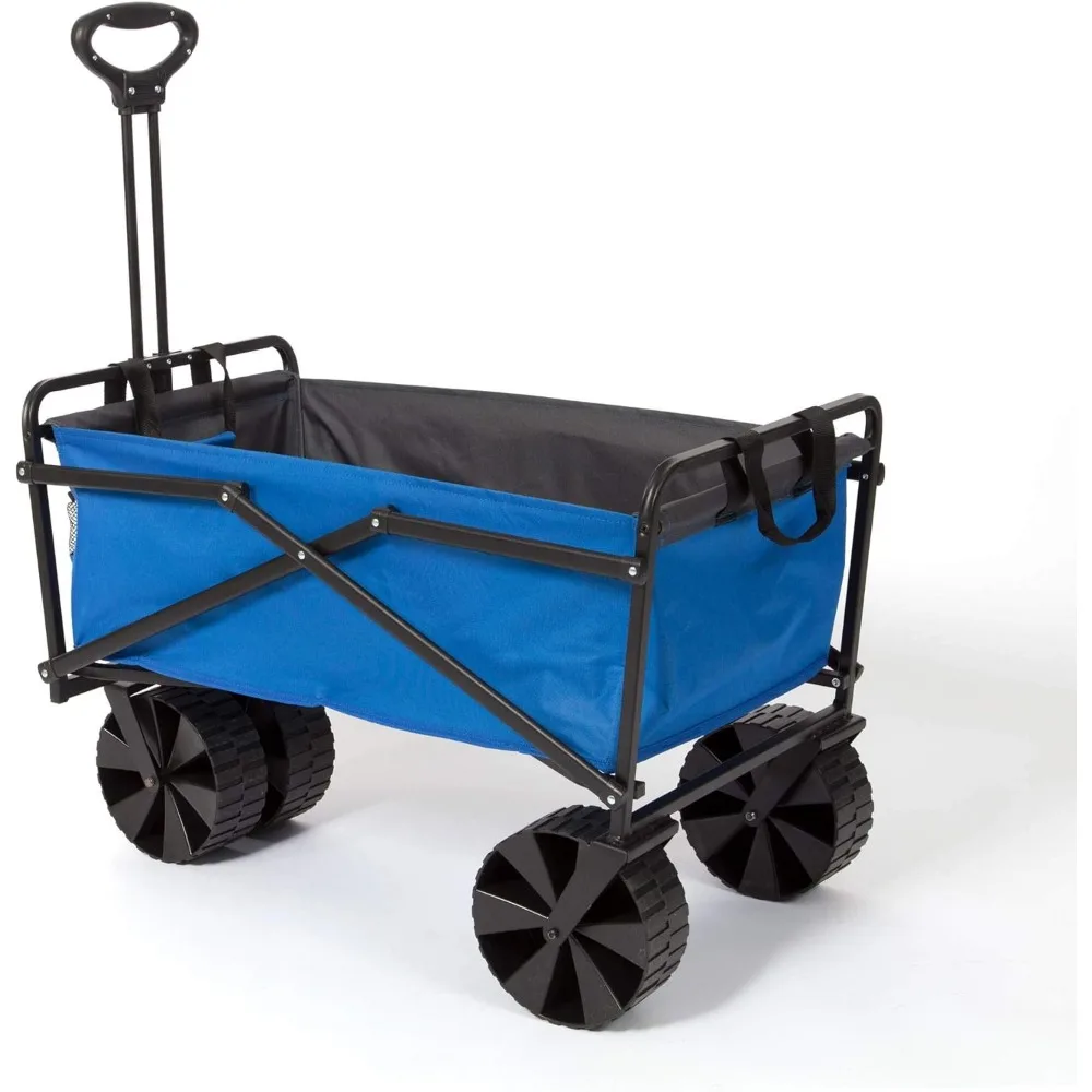 Heavy Duty 150 Pound Capacity Collapsible Folding Outdoor Utility Cart Wagon with All Terrain Plastic Tires for Portable Use