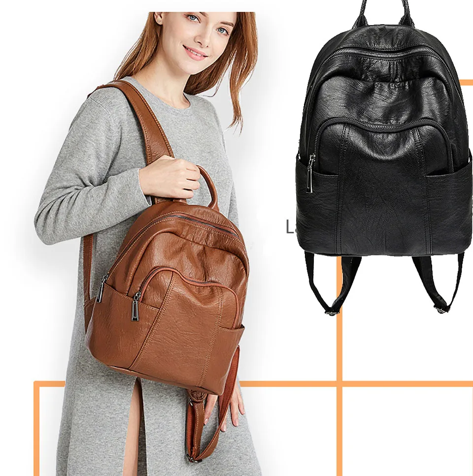 

Genuine Leather Backpack Women Fashion Soft Cow Leather Waterproof Folding Laptop Travel Backpacks Casual Shoulder School Bag