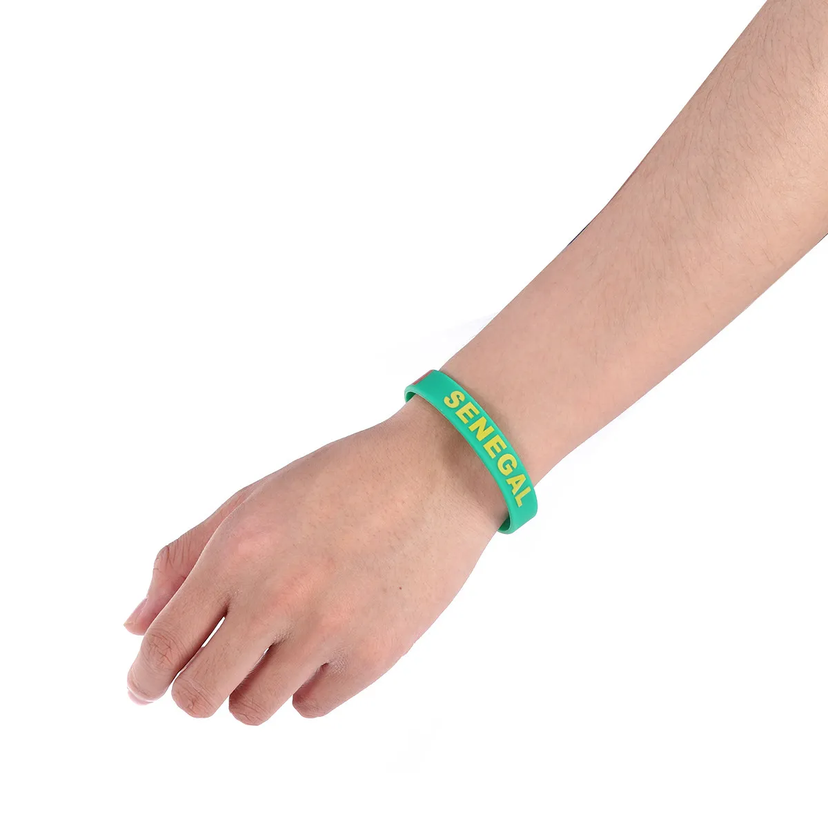 6 pulseras deportivas de silicona, suaves y cómodas, con diseño de bandera de Senegal, ideales para aficionados al fútbol y para animar en los partidos.