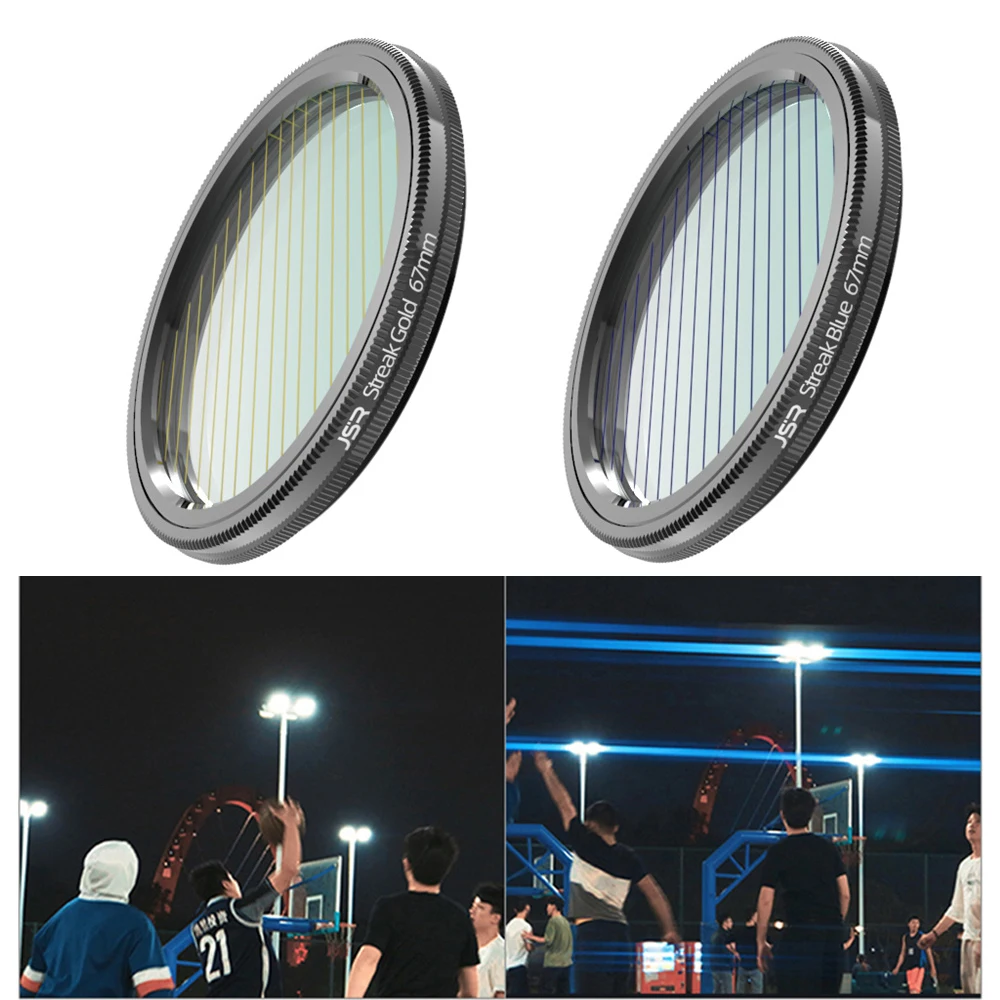 Yellow Blue Streak Lens Filter Special Effects Anamorphic Optical Glass 37/40.5/43/52/62/77/82/95mm Flare Camera Filter for DSLR