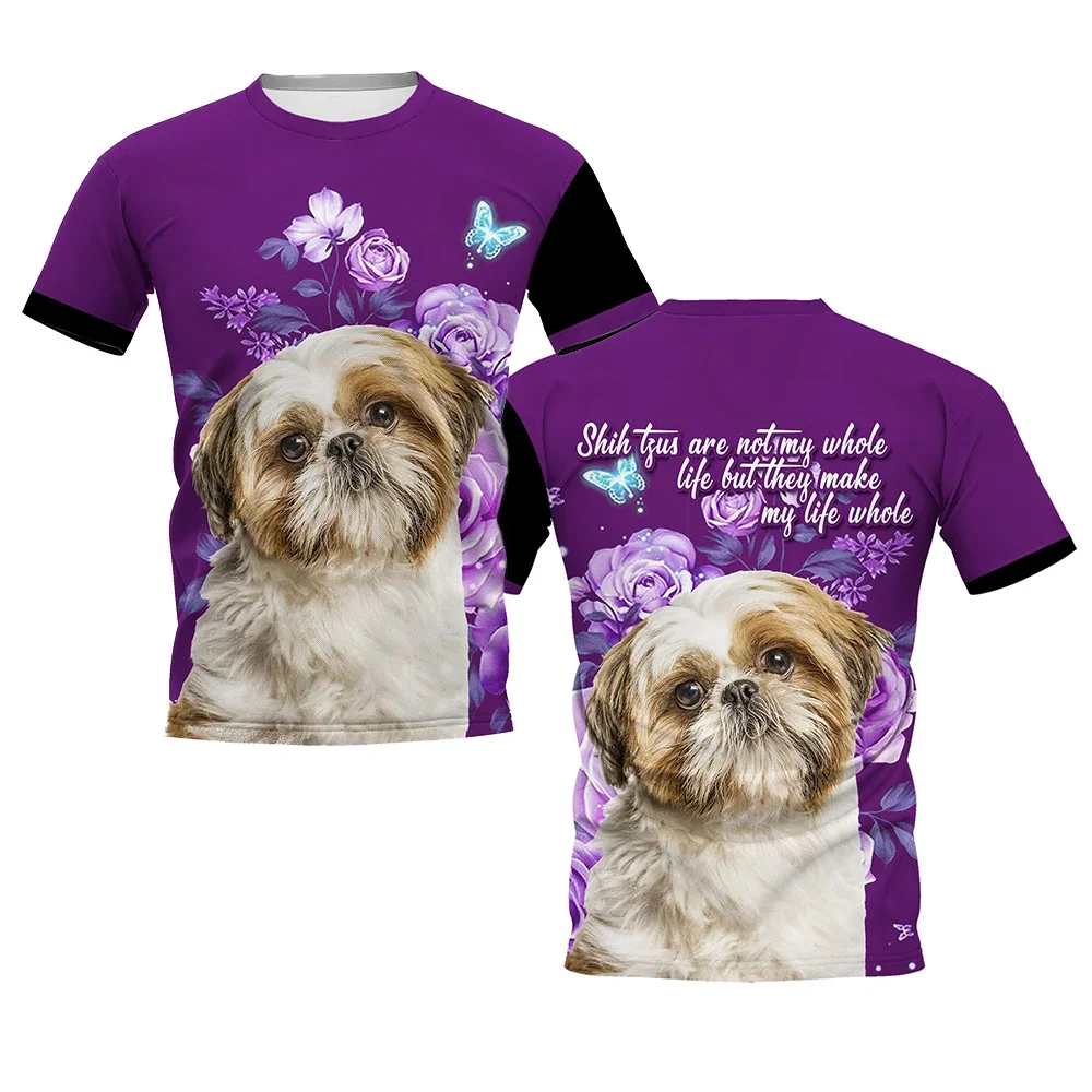 HX  Boston Terrier T-shirts Dog Make Life Whole Tops Rottweiler Floral 3D Printed Tees Short Sleev Shirts Dropshipping