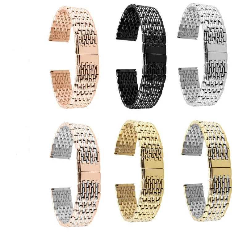 

18mm 20mm 22mm Solid Thicken 3mm Ultra Thin Stainless Steel Watch Strap Metal Butterfly Buckle Watch Band Bracelet Accessories
