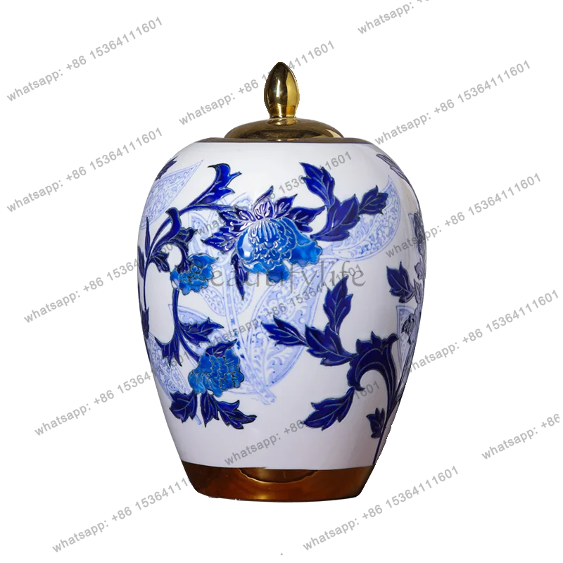 Jingdezhen ceramic general jar ornament sealed non-porous with lid retro white small vase jar