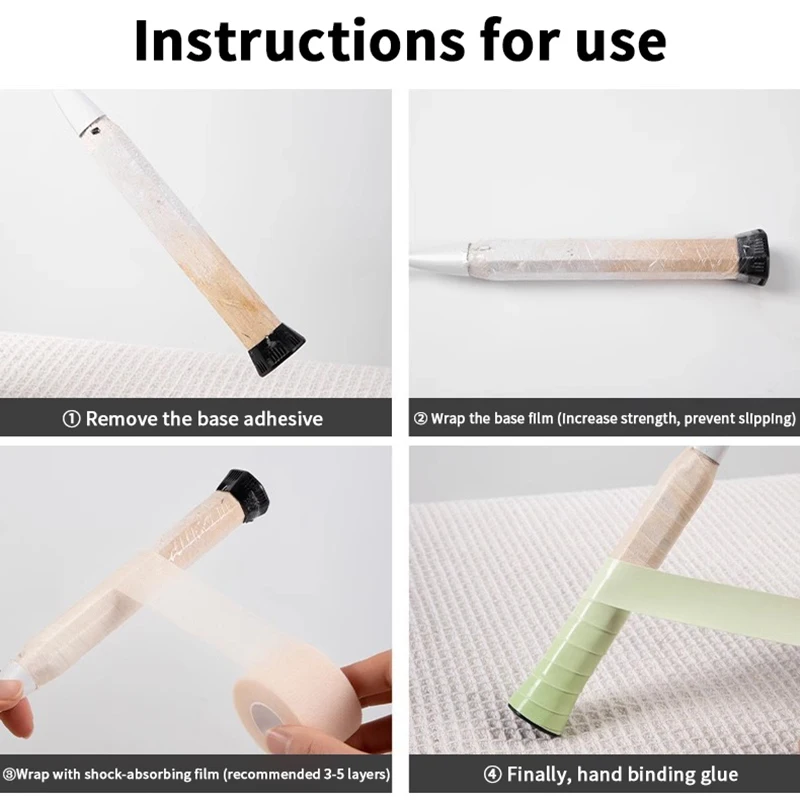 

2/1 Roll PU Sponge Tennis Badmintion Racket Overgrip Shock-absorbing Film + 2/1 Roll Base Film Handle Membrane Damping Grip Skin