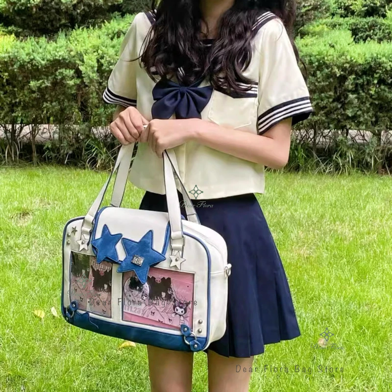 Y2K Trendy Star Ita Bag Lolita Girl Tasca trasparente Borsa a tracolla moda Borsa a tracolla da donna con display fai da te Borsa carina