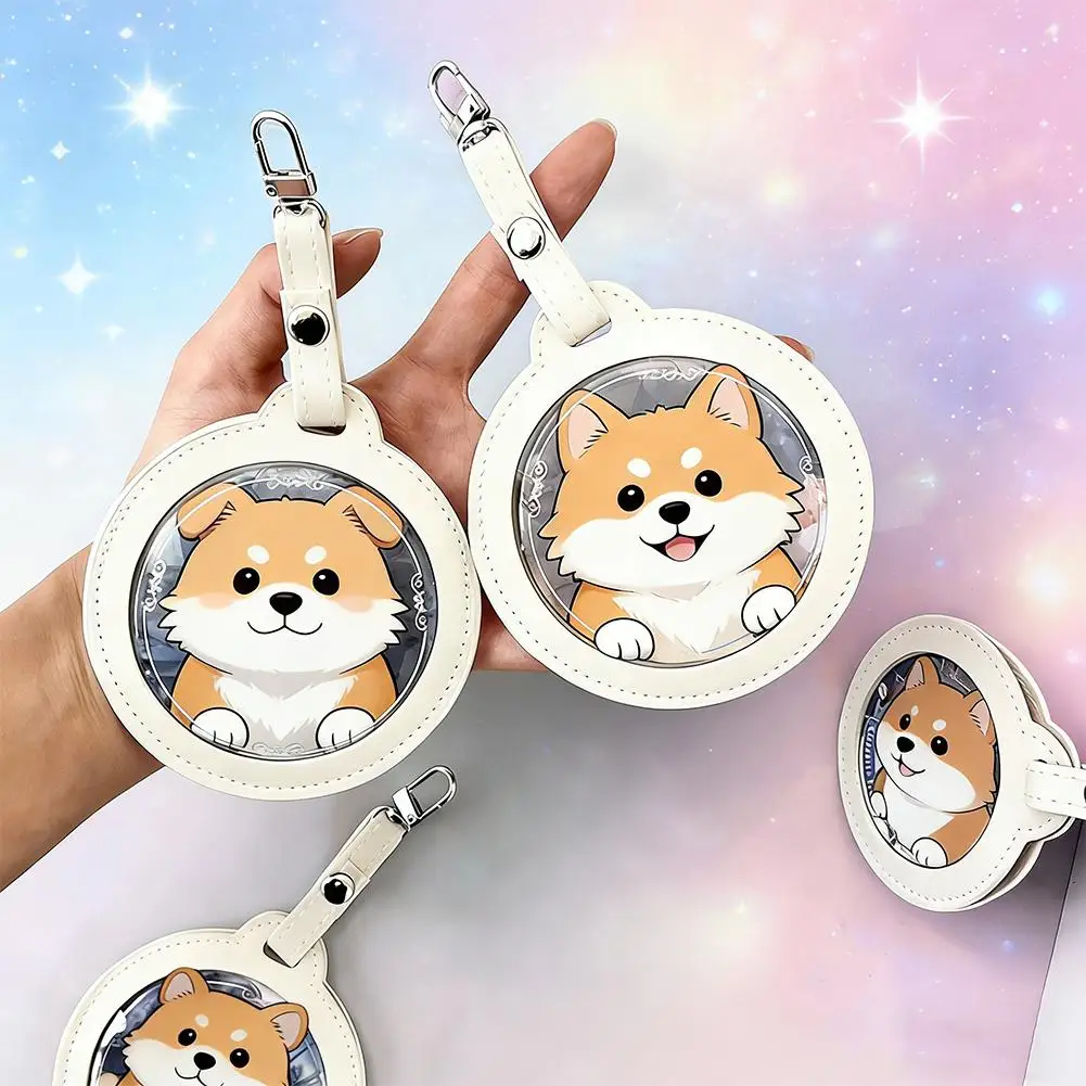 Badge Protector PU Leather Display Case Keychain Pendant for Anime Pins Premium PU Pin Holder with Clear Window & Metal Clasp
