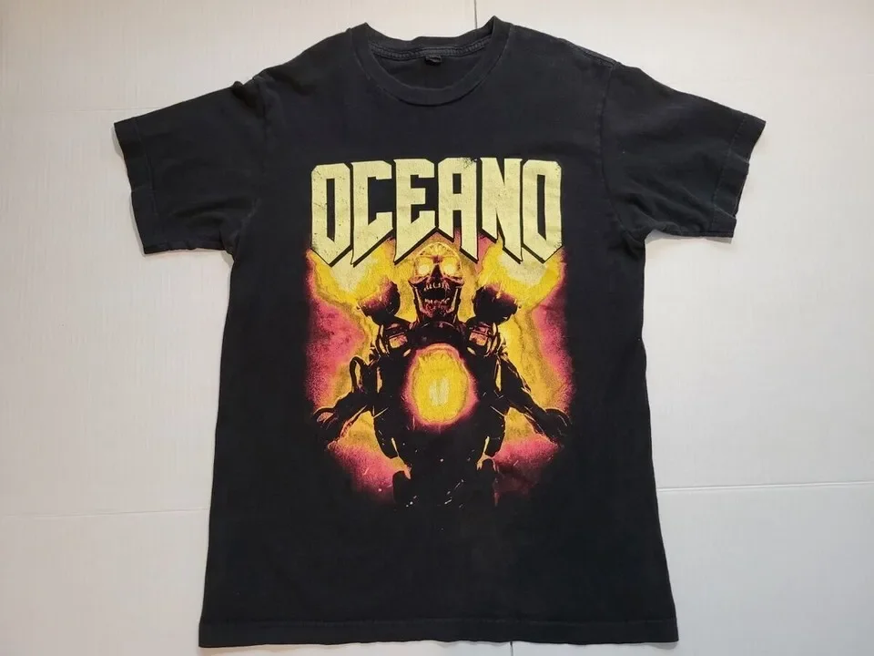 OCEANO Band Black 100_ Cotton Short Sleeve Shirt Gift For Friend TT807