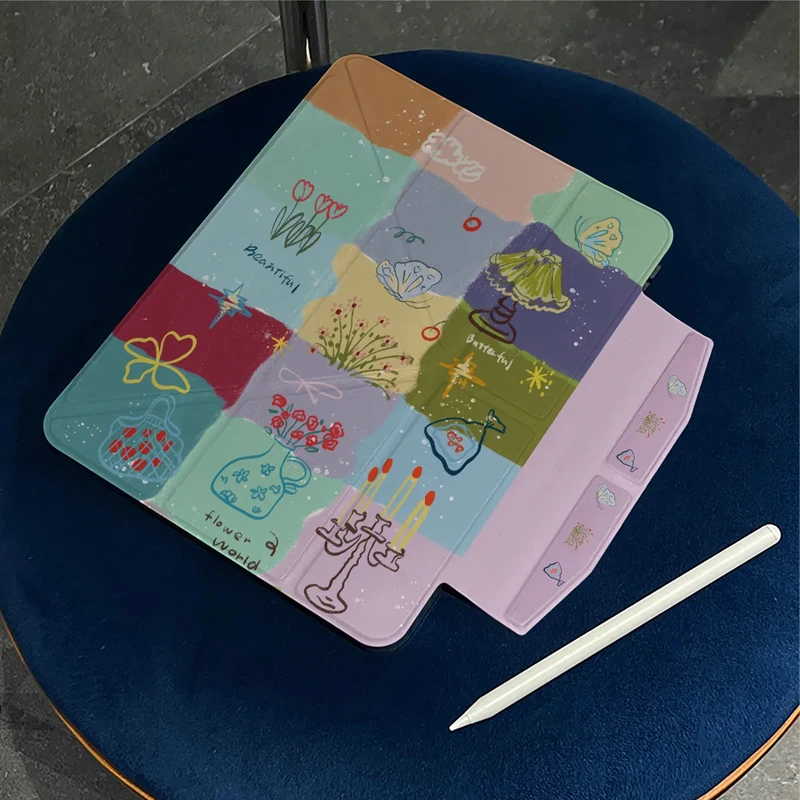 

Новый защитный чехол-пазл с застежкой Y-fold в форме бабочки для iPad Air 4, 5, 6, 7 с отсеком для стилуса, 11 и 12,9 дюймов, ретро-дизайн, премиум-класс