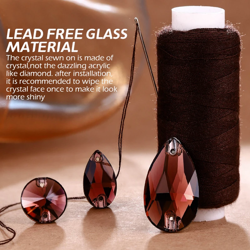 QIAO Burgunderrote Navette-Tropfen-Strasssteine aus Rolivi-Glas zum Aufnähen für Kleidung, Taschen und Modeaccessoires – Detail 4