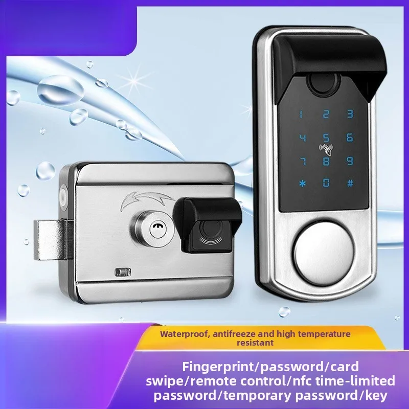 Old-fashioned Door Iron Door Smart Lock Bull Head Lock All-through Fingerprint Lock Anti-theft Door Household