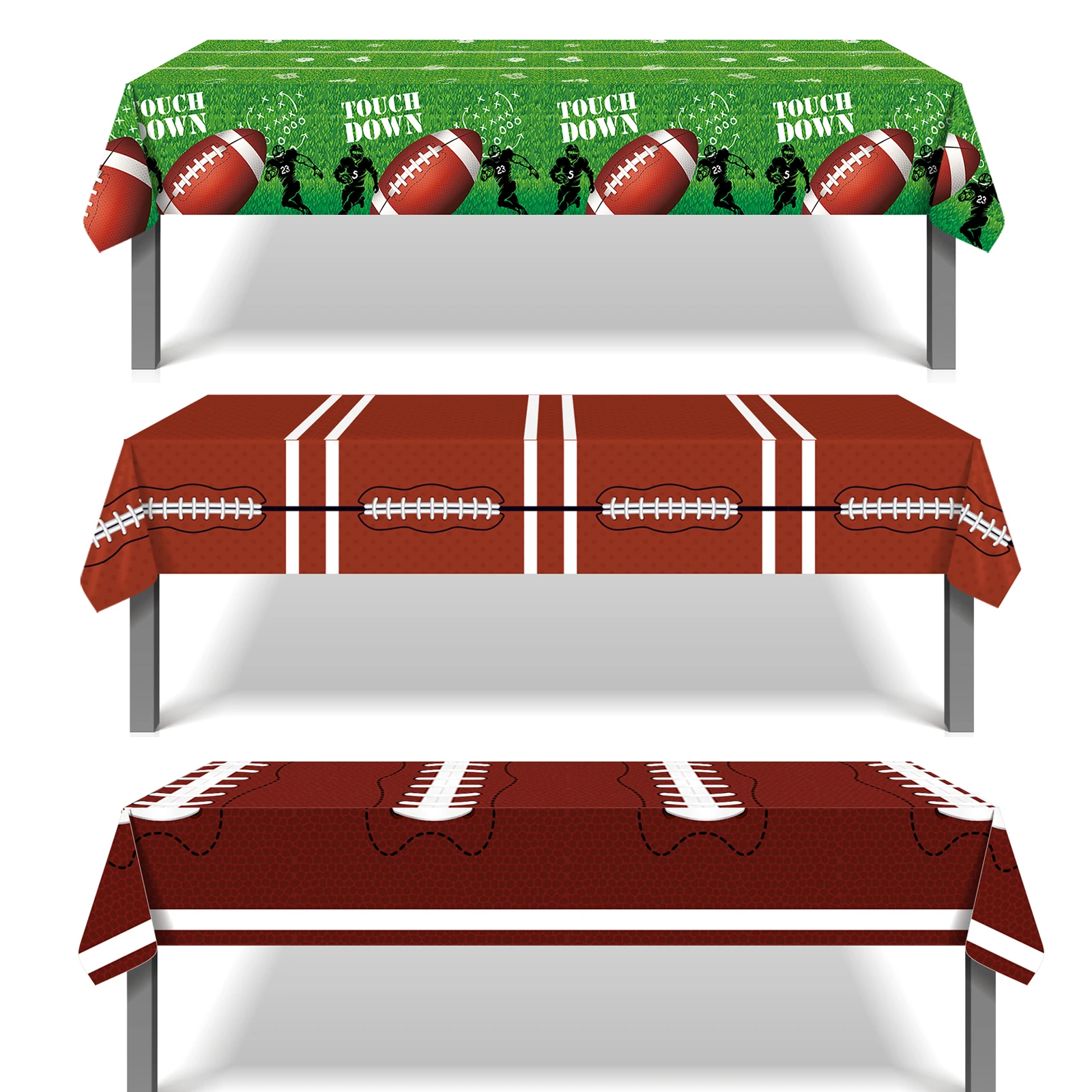 Rugby-Sport-Party Einweg-PE-Tischdecke American Football Spiel Geburtstag Camping-Matte Tischabdeckung Festival-Party-Dekoration
