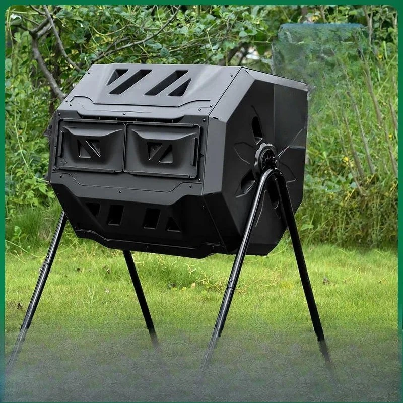 Outdoor Garden Compost Barrel Plastic Rolling Tumbler Bin Organic Fertilizer Fermentation Container Deciduous Leaf Storage