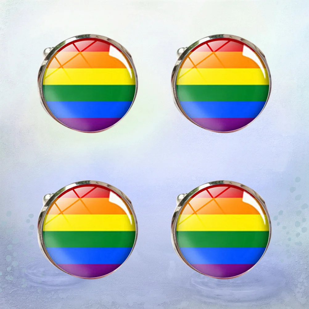 

Rainbow Gay Pride Cufflinks Retro Alloy Chrome Plated Golden Copper Shirts Cufflinks For Suits Business Gift For