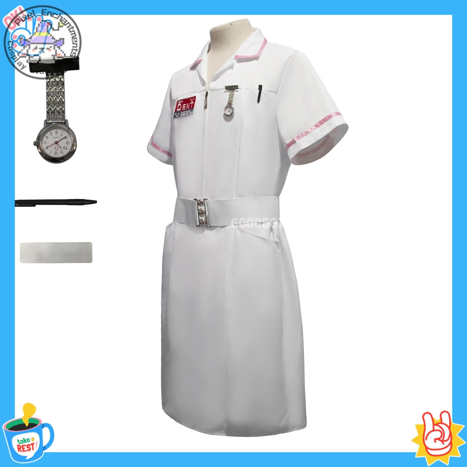 

Popular Movie Cosplay Costume Anime Clown Nurse Uniform Role Playing White Dress for Women Comic Con Halloween Party Outfit