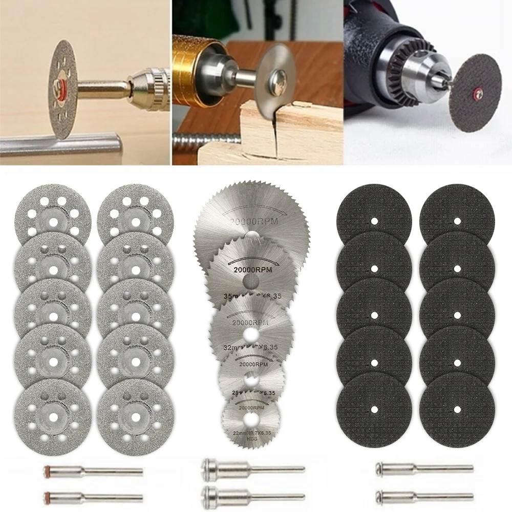 6-32Pcs Mini Circular Saw Blade Set Sanding Grinding Wheel Cutting Disc for Dremel Accessories Metal Cutting Rotary Tools