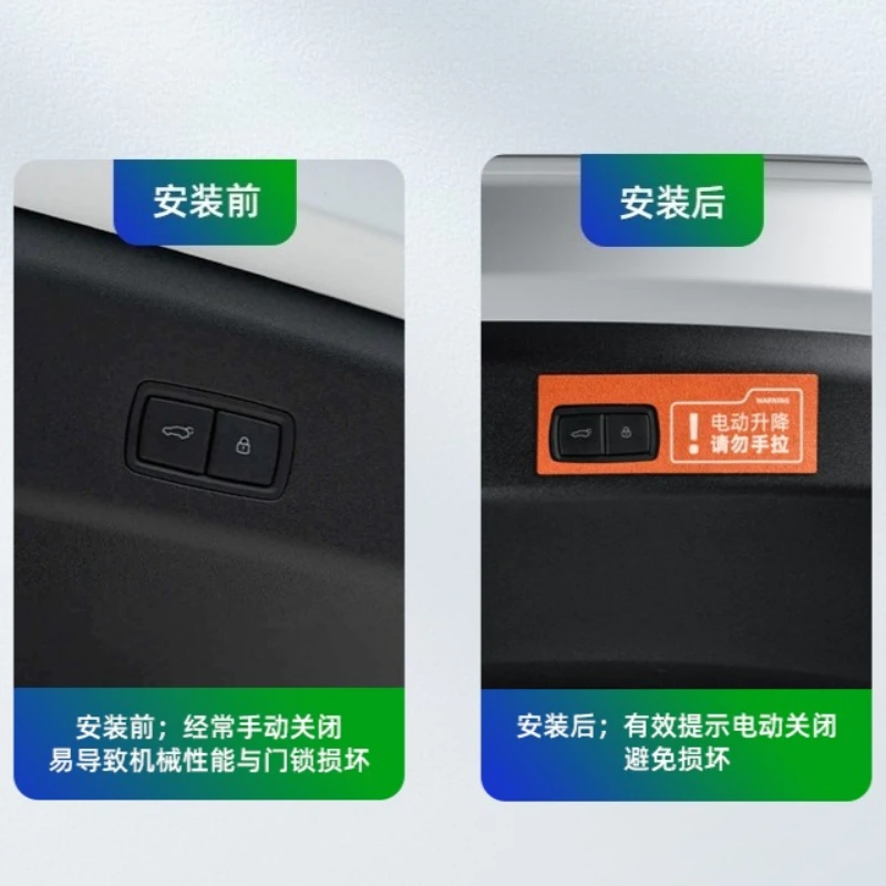 For Ideal Lixiang i8 Alcantara Suede Electric Tailgate Warning Sticker Decorative Car Interior Modified Supplies Accessories