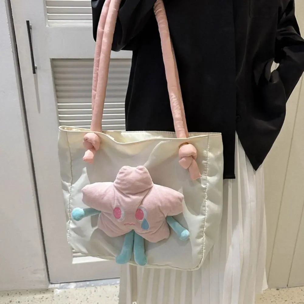 

Nylon Flower Tote Bag Lightweight Large Capacity Handbag Korean Style Portable Sweet Flower Bag Girls Birthday Gifts