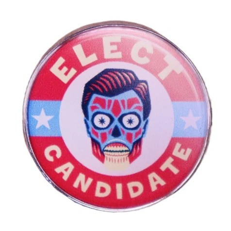 1pc Elect Candidate Sugar Skull Enamel Pin Political Satire Design Retro Day of the Dead Style for Daily Wear Satire Lover Gifts