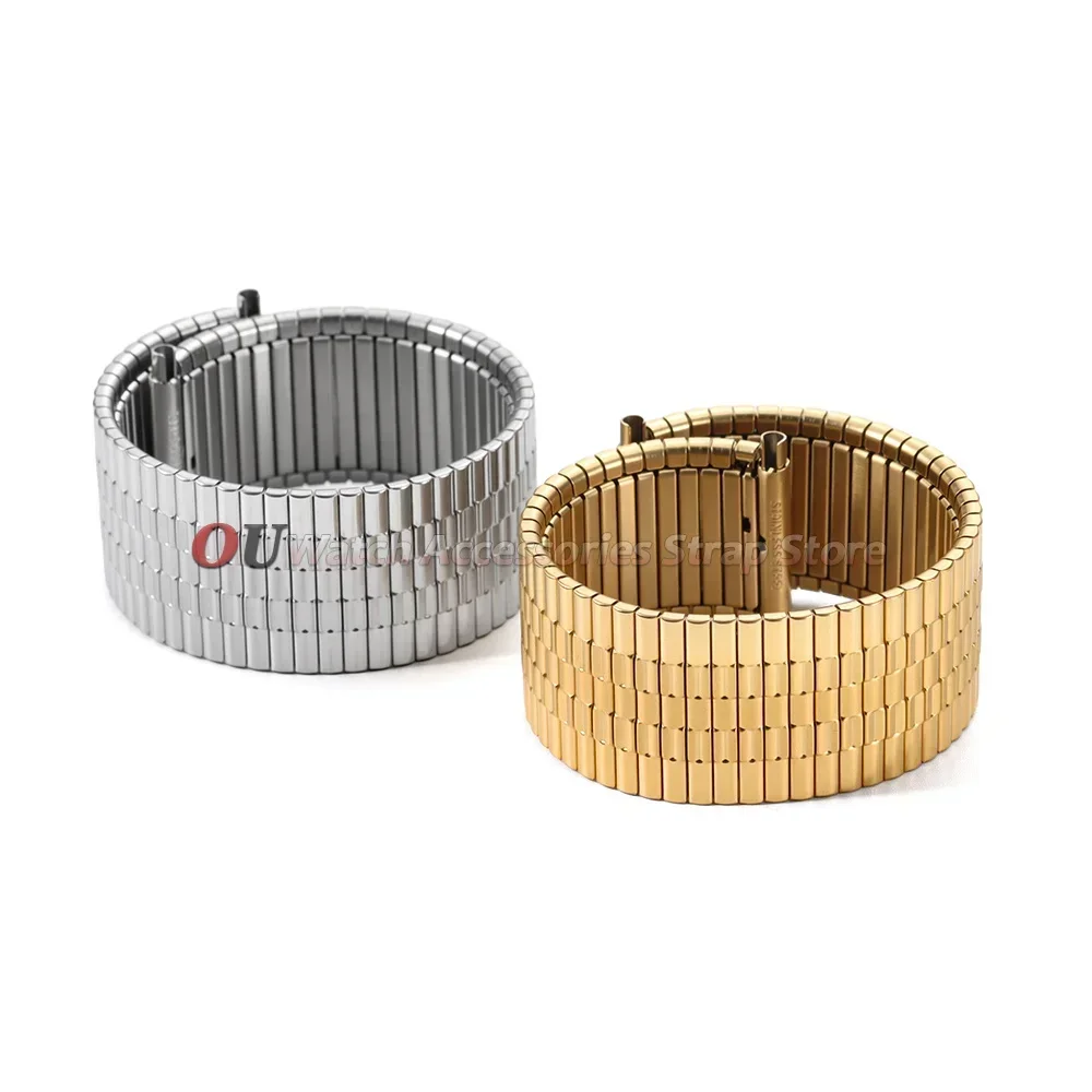 12mm 14mm 16mm 18mm 20mm 22mm Edelstahl Elastisches Uhrenarmband für Seiko Herren Damen Armband Silber Gold Metall Dehnbare Armbänder – Detail 7