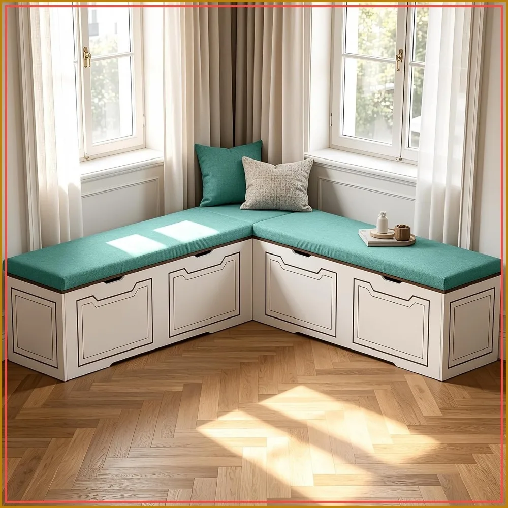 L Shaped Corner Bench with Storage, 63