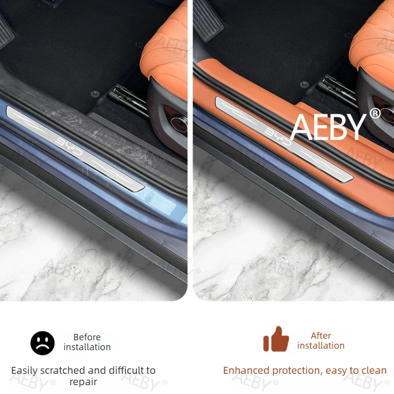 

For BYD Sealion 7 2024 Door Sill Protector,Leather Door Sill Protector Set,Car Interior Trim,Original leather door sill guards