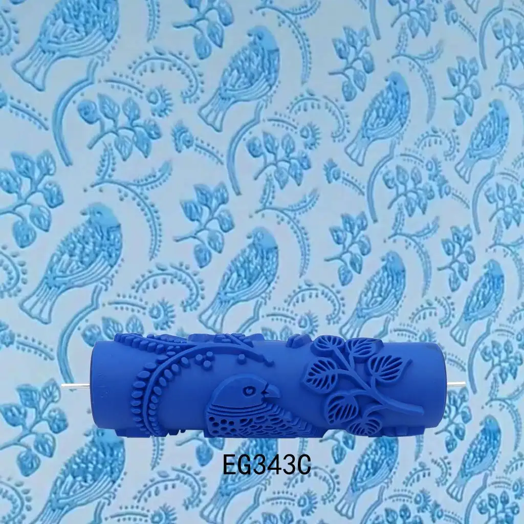 Decorative Wall Painting Roll Rubber Pattern Roller Stencil Like Finish DIY Paint Tool for Painting Walls and Furniture