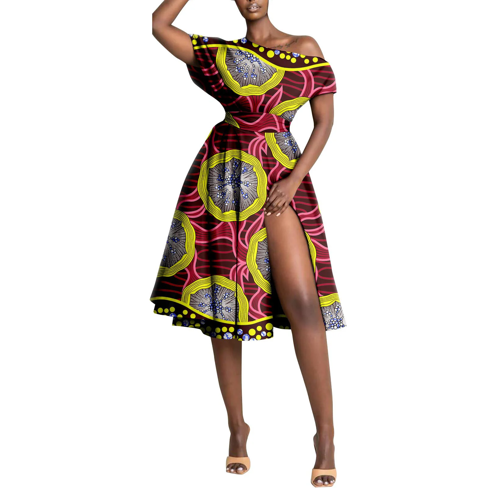 Sale! Ankara Fashion African Clothes for Women Print Maxi  Sexy Dresses for Women Dashiki Party Wear Split Elegant Lady Dresses