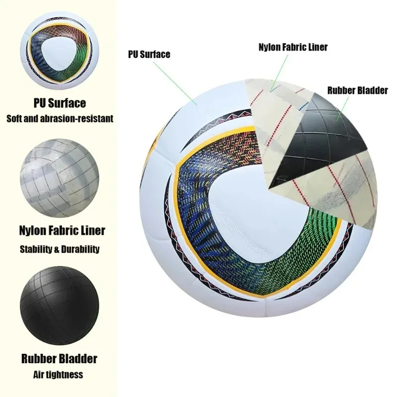 Futebol Masculino, Bola de Futebol Profissional de Alta Qualidade Tamanho 5 PU para Adultos e Crianças, Bola de Treinamento Esportivo ao Ar Livre, Bola de Futebol de Jogo 2010 para Equipes Profissionais.