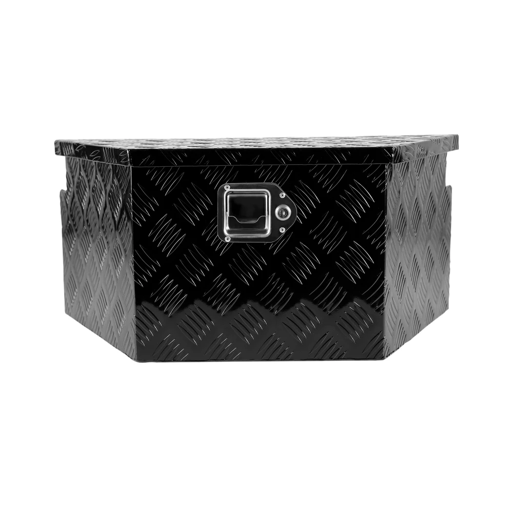 

Aluminum Stripes Plated Tool Box Pick Up Truck Bed RV Trailer Tongue Toolbox Waterproof Storage Organizer with Lock and Keys
