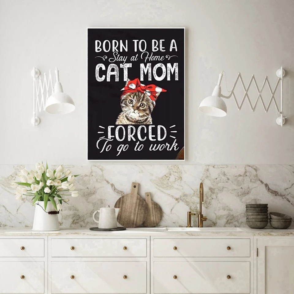 Black Cat Letter Full Diamond Painting Text Mosaic Cross Stitch Kits Embroidery Needlework Sets Bedroom Decoration Handicraft