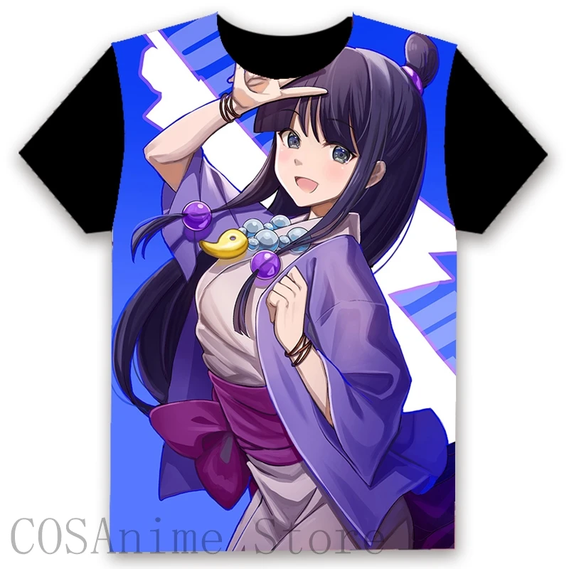 Ace Attorney Anime Game MayaFey 3D Gedrukt Top Zwart Casual Basic Korte Mouw T-shirt Mannen Vrouwen Cosplay Ronde Kraag Tee A1