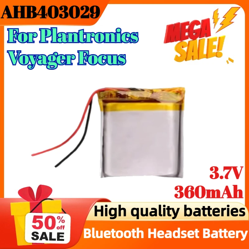 

AHB403029 3.7V 360mAh Battery for Plantronics Voyager Focus New Li-po Polymer Rechargeable Accumulator Pack Replacement