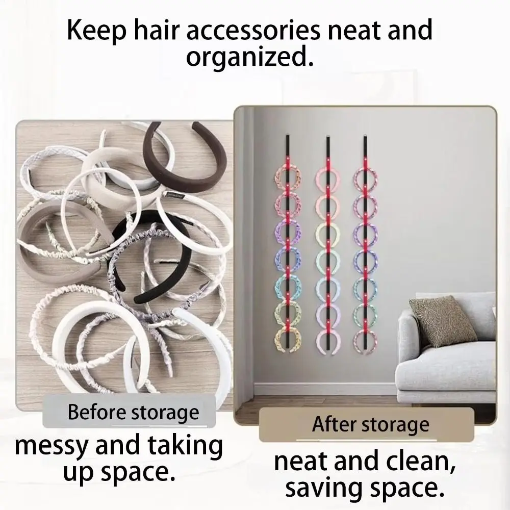 

Women Elastic Headband Organizer Space Saving 8-Slot Headband Storage Holder Wall-Mounted Wall Headband Holder Closet