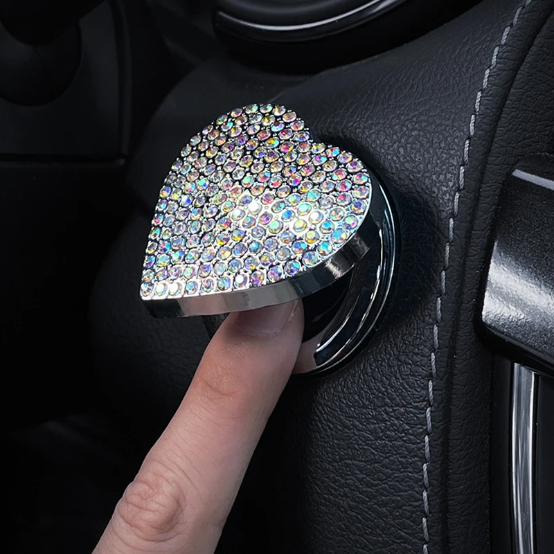 Crystal Engine Ignition Onekey Start Stop Push Button Switch Protective Cover Bling Girls Auto Accessories Car Interior Decor